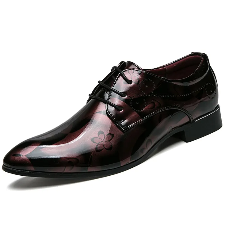 Latest Fashion Men's Lace Up Patent Leather Oxford Comfortable Italian Dress Shoes