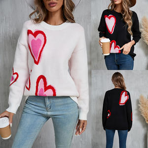 Wholesale Long Sleeve <strong>Jumper</strong> Pullover Jacquard Cute love Heart <strong>Valentine</strong> Day Knitted Crew-neck Sweater Women - Product Image 5