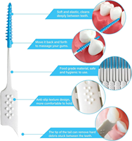Brosses interdentaires en plastique à poils souples, cure-dents avec design antibactérien réutilisable pour les appareils dentaires, les implants et les soins bucco-dentaires