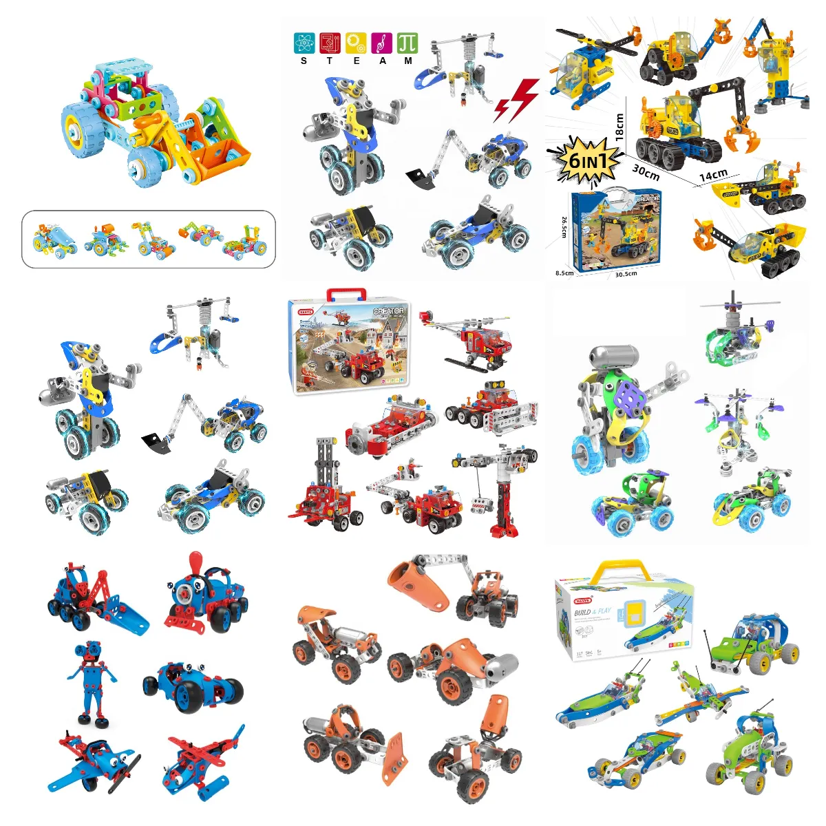 2023 строительные и игровые Игрушки для мальчиков 18 моделей в 1 «сделай сам», строительная Инженерная игрушка, развивающий детский набор для строительства, игрушки-стержни