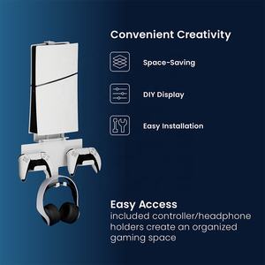 Support mural GMA01-PS04 pour PS5 édition disque et numérique, accessoires de rangement pour console de jeu PlayStation 5 avec support pour casque et manette - Product Image 3