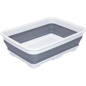 Folding Compression Basket Rectangular <b>Plastic</b> Wash Basin Vegetable Washing <b>Bucket</b> Multifunctional Household Draining Dish Rack - Product Image 2