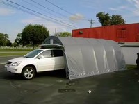 Abri de voiture extérieur enroulable / Tente de protection portable en métal et tissu pour voiture / Garage portable en acier avec bâche PVC