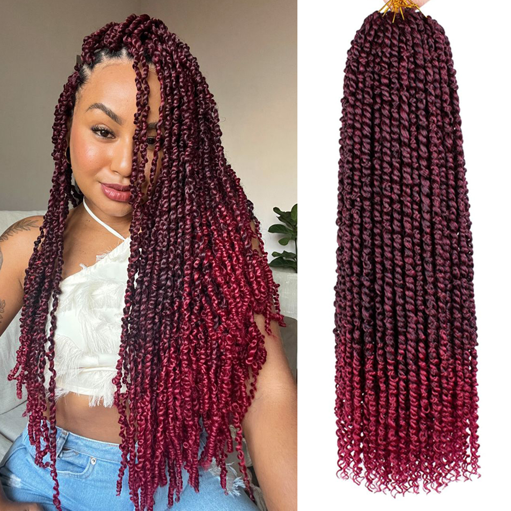 Long Pre-twisted Passion Twist Crochet Hair Soft Bohemian Synthetic Hair with High Temperature Fiber Pre-looped Braiding Hair