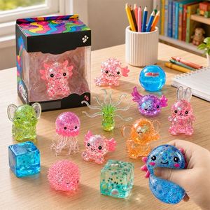Soft Crystal Animal Squeezers Colorful TPR Fish Bowl Puffer Cube Diamond Tactile Calm Birthday Giveaway Set - Product Image 4