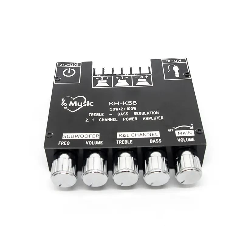 Module amplificateur Bluetooth BT5.3 Carte amplificateur audio 200W Subwoofer 2.1 canaux DC12-22V avec 5 boutons