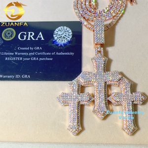 Liontin perak murni 925 Moissanite pria lulus tes berlian Hip Hop mode Iced Out liontin Moissanite - Product Image 3