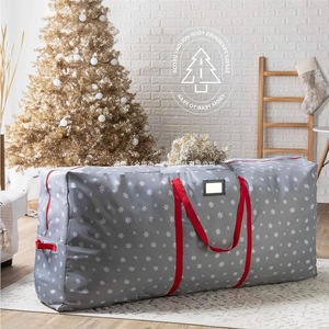 Bolsa de Almacenamiento Navideña Zuoyi, Gris con Copos de Nieve, Tela Oxford Impermeable y Resistente al Polvo, Rectangular, para Armario, 2023094 - Product Image 1