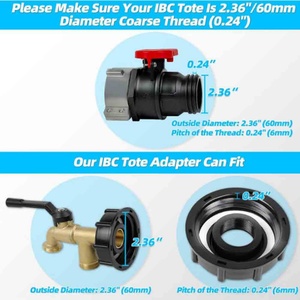 Adaptateur de vidange IBC à double sortie pour réservoir de 275-330 gallons, filetage grossier 2 pouces vers tuyau d'eau 3/4 pouce, raccords pour réservoir de récupération d'eau de pluie IBC - Product Image 3