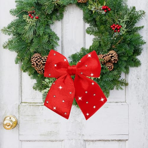 Noeud en coton de 18*26 cm avec garniture en velours rouge et strass, disponible en tailles personnalisables - Product Image 3