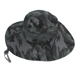 DFU113 <b>Camo</b> Custom Logo Drawstring Sunshade Outdoor Casual Wide Brim Breathable Versatile Fisherman Bucket Boonie Hats - Product Image 1