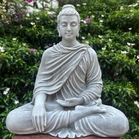 Décoration de temple BLVE, sculpture de Bouddha en pierre naturelle taille réelle sculptée à la main, statue de Bouddha en marbre gris pour jardin