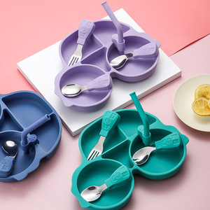 12 Uds. Juego de vajilla de alimentación de bebé ecológico de silicona sin Bpa para niños pequeños, platos de succión, cuencos, vajilla infantil para niños - Product Image 2