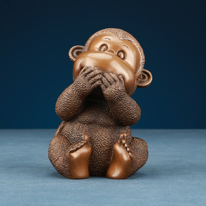 Juego de figuras de cuatro monos, artesanía de cobre, decoración del zodiaco chino, adorno para sala de estar, 4 Uds., estilo tradicional - Product Image 3