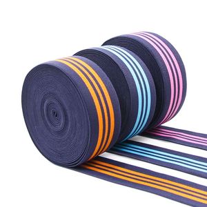 Webbing Elastic Waistband Customized Colorful <b>Ribbon</b> Striped Cheap Wholesale Price Shoes Elastic Band 100 Yard for Boxer Shorts - Product Image 1