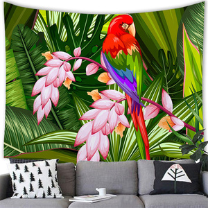 Perroquet Tapisseries En Vrac Grande Taille <span class=keywords><strong>Aquarelle</strong></span> Jungle Tropicale Plantes <span class=keywords><strong>Oiseaux</strong></span> Verts Tapisserie pour La Décoration Intérieure - Product Image 3