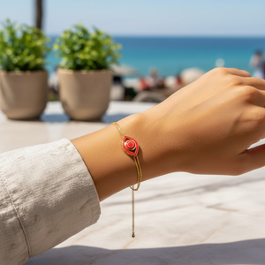 <b>Red</b> Enamel Eye Design <b>Bracelet</b> Turkish Handmade Wholesale 925 Sterling Silver Jewelry - Product Image 3