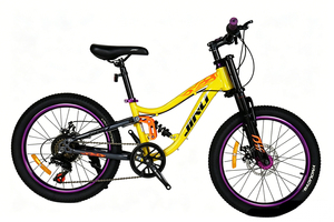 Nouveau VTT pour enfants de 20 pouces à suspension intégrale, 7 vitesses, jaune, avec fourche à double couronne et frein à disque, vélo pour enfants - Product Image 2
