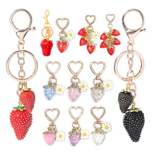 Porte-clés Porte-bonheur Cerise Double Boucle - Longueur 29 Cm, Alliage Aluminium Or/rouge - Accessoire Sac, Tendance