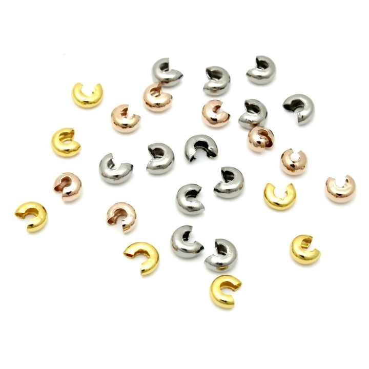 Stainless Steel Crimp Beads Covers Round Crimp Cover Clamp Tips Knot Cover Metal DIY Jewelry Findings