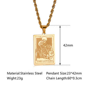 Collier en acier au titane unisexe Halloween pour la conception originale de crâne de hip-hop pendentif d'amant créatif <span class=keywords><strong>personnalisé</strong></span> pour <span class=keywords><strong>couple</strong></span> - Product Image 2