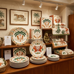 Juego de Vajilla de Porcelana con Calcomanías Personalizadas, Plato de Cerámica con Diseño de Tigre de la Selva, Platos con Borde Dorado, Vajilla para Hoteles, Restaurantes y Bodas, Venta al por Mayor - Product Image 6