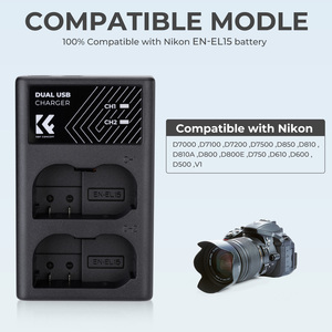 เครื่องชาร์จแบตเตอรี่แบบสองช่อง K&F Concept รุ่น EN-EL15 EN-EL15A EN-EL15B สำหรับกล้อง <span class=keywords><strong>Nikon</strong></span> D7000, D7100, D7200, D750 - Product Image 6