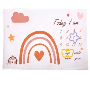 Good Quality Super Soft Baby Monthly Milestone Blankets with Years for Newborn