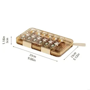 Caja Rectangular Transparente para Pastillas de PC, 7 Días, 21 Compartimentos, Transportable, con Tapa Segura, para Vitaminas Diarias - Product Image 6