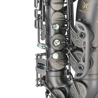 Vintage All Black Finish Eb Alto Saxophone with Bakelite Head and Polished Brass for Student Professional Band Performance