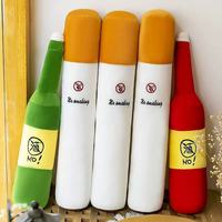 Coussin long en peluche créatif en forme de cigarette et de bouteille de vin, support de jambe lavable, poupée en peluche, cadeau amusant pour hommes