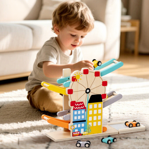 Qiaike Rampa de Carreras de Madera con Pista de Ruedas Gigantes, Juguete Educativo Montessori para Niños Pequeños, Proveedor de Juguetes de Madera OEM ODM - Product Image 2