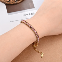 Bracelet en acier inoxydable vintage Resoul avec zircon, chaîne fine minimaliste multicolore, accessoires de luxe pour femmes
