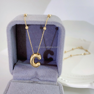 Gioielli raffinati Design carino 14K oro massiccio <span class=keywords><strong>lettera</strong></span> <span class=keywords><strong>C</strong></span> forma <span class=keywords><strong>collana</strong></span> d'oro regalo donna regalo personalizzato - Product Image 5
