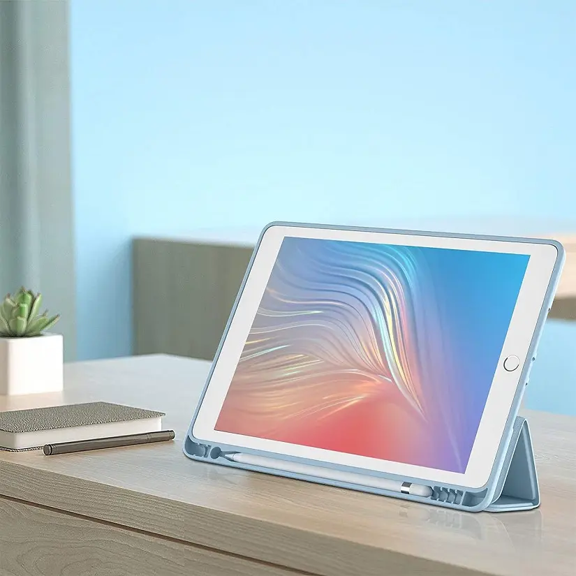 Penutup Tablet TPU Lembut Tahan Guncangan Casing Tablet Trifold Pintar 2023 Diskon Besar-besaran Perlindungan Penuh 10.2 "untuk Ipad 9th Kotak Ritel Gua