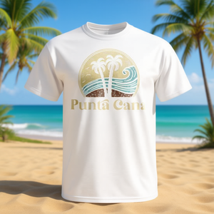 T-shirt vintage palmiers de Punta Cana République Dominicaine Mode Plage Vêtements Promotionnels Premium - Product Image 3