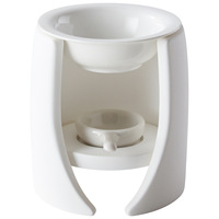Lampe à Huile Essentielle et Encens en Céramique Saint Patron Blanc, Bougie Artisanale Moderne pour la Maison