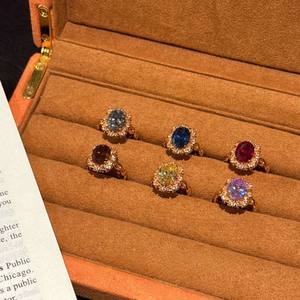 YL Hot Light Luxury Palace Style Brown Fragrant Betel Nut Copper Gold Plated High-end Elegant Women's Index Finger Ring - Product Image 1