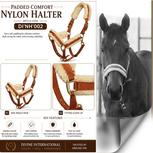 Cabestro ajustable de nailon premium para caballo con herrajes resistentes de Divine International - Product Image 1