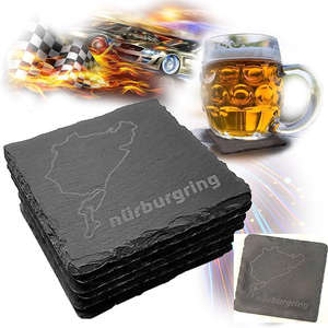 Wholesale Waterproof European Style Set Hexagon Square Circle Heart <b>Black</b> Slate <b>Coasters</b> Bulk Offset Printed Promotions - Product Image 1