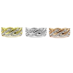 Bijoux fins précieux haut de gamme 18k or jaune massif diamant naturel cône torsion demi-voie bague de fiançailles pour les femmes - Product Image 4