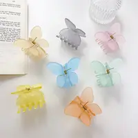 2021 New Fashion Candy Color Medium Butterfly Hair Clip Clamp Sweet Matte Butterfly Plastic Small Hair Claw Women Girls