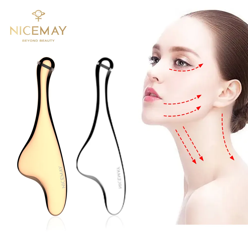 Lymphatic Drainage Massager Gua Sha Facial Tool Treatment 24K Gold Solar Panel Anti Aging Tools Gua Sha For Face and Neck