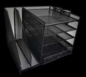 Metal Mesh 4 Tier Paper Letter Tray Desk Storage and Accessories <b>Office</b> Desktop Organizer File Trays - Product Image 4