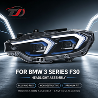 Feux de jour à LED modifiés avec lentille à cadre bleu 12V, 6000K, 8000 Lumens, pour BMW Série 3 F30 (2013-2019)
