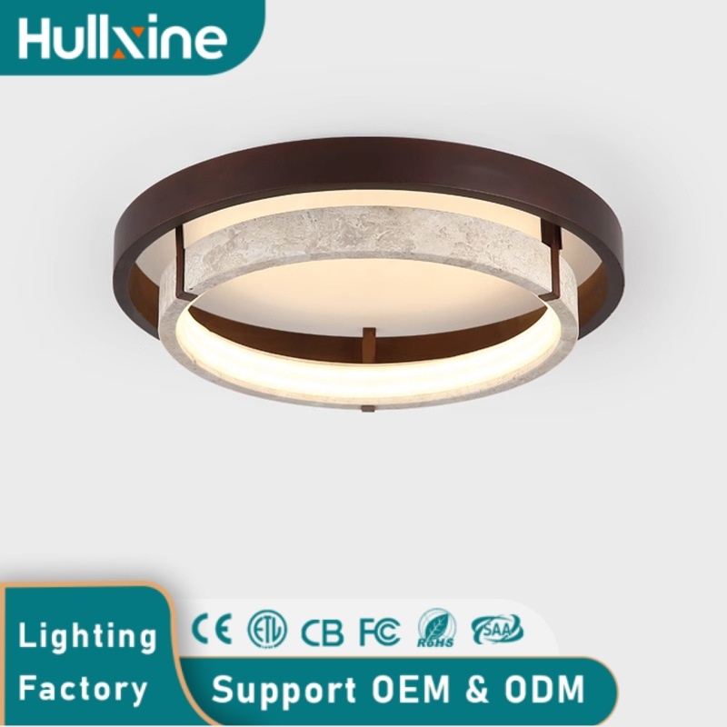 Hullxine2026 New Natural Stone Ceiling Lamp Yellow Modern Walnut LED IP65 Master Bedroom Ceiling Light