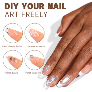 150 pièces/boîte Nouveauté Faux Ongles Amovibles Style Français Couleur Nude Couverture Complète Nouveaux Ongles à Presser pour Nail Art - Product Image 3