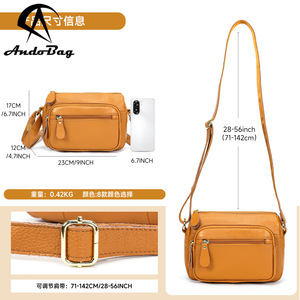 Bolso Bandolera Pequeño Cuadrado de Piel de Vaca Andong para Mujer, Mamá, Señora, Uso Diario, Trabajo, Bolsos Cruzados, Bolso de Mano - Product Image 4