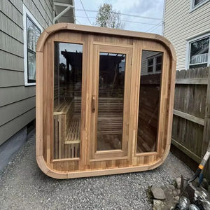 ห้องซาวน่ากลางแจ้งทรงสี่เหลี่ยมทำจากไม้ซีดาร์แดงคุณภาพดีสำหรับ 4-6 คน พร้อมเครื่องทำความร้อน ETL - Product Image 1