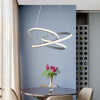 Suspension simple Salon Plafond Décoratif Pendentif Lumières Cercle Anneaux Or Luxe Moderne Led Lustre